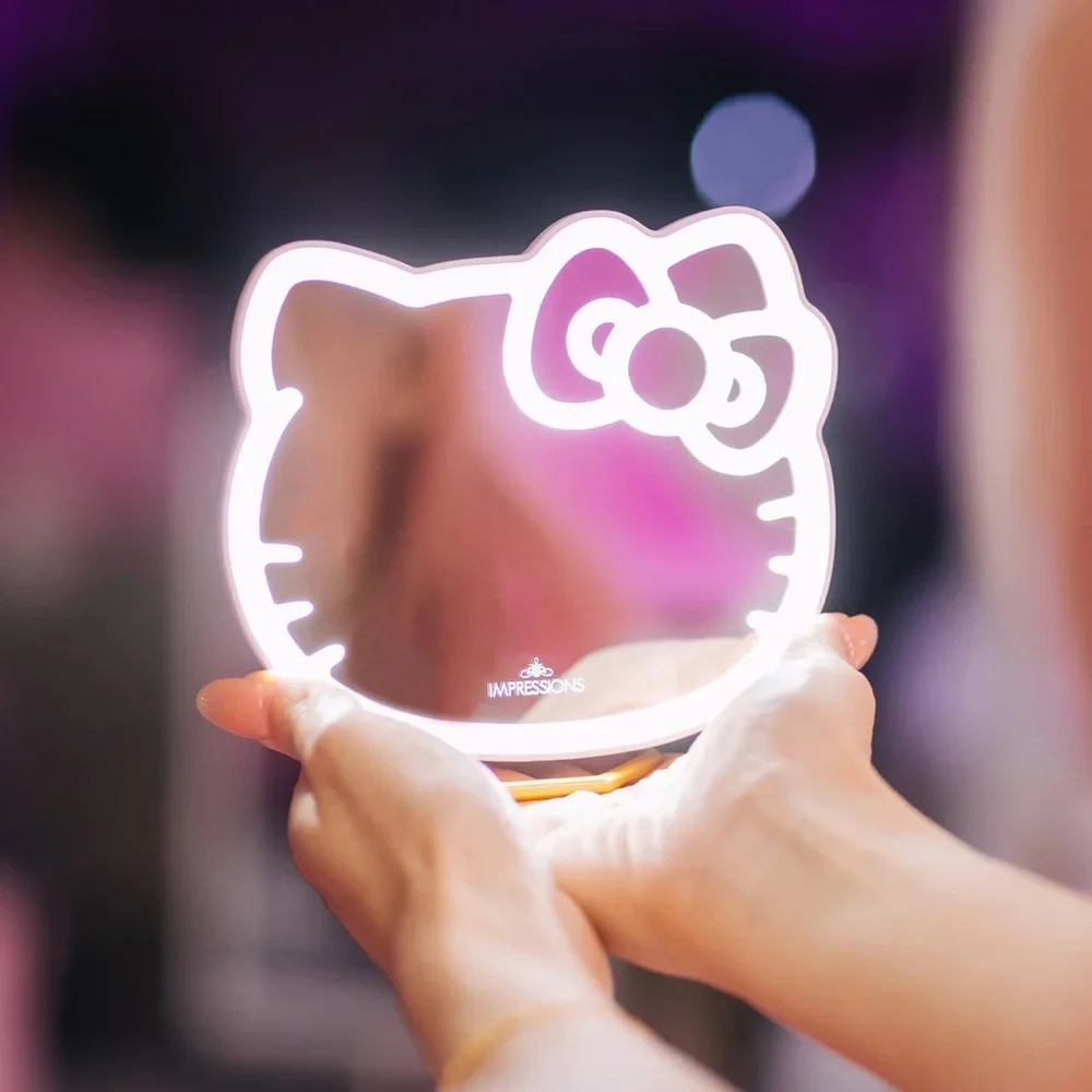 Hello kitty led pocket mirror with ring stand